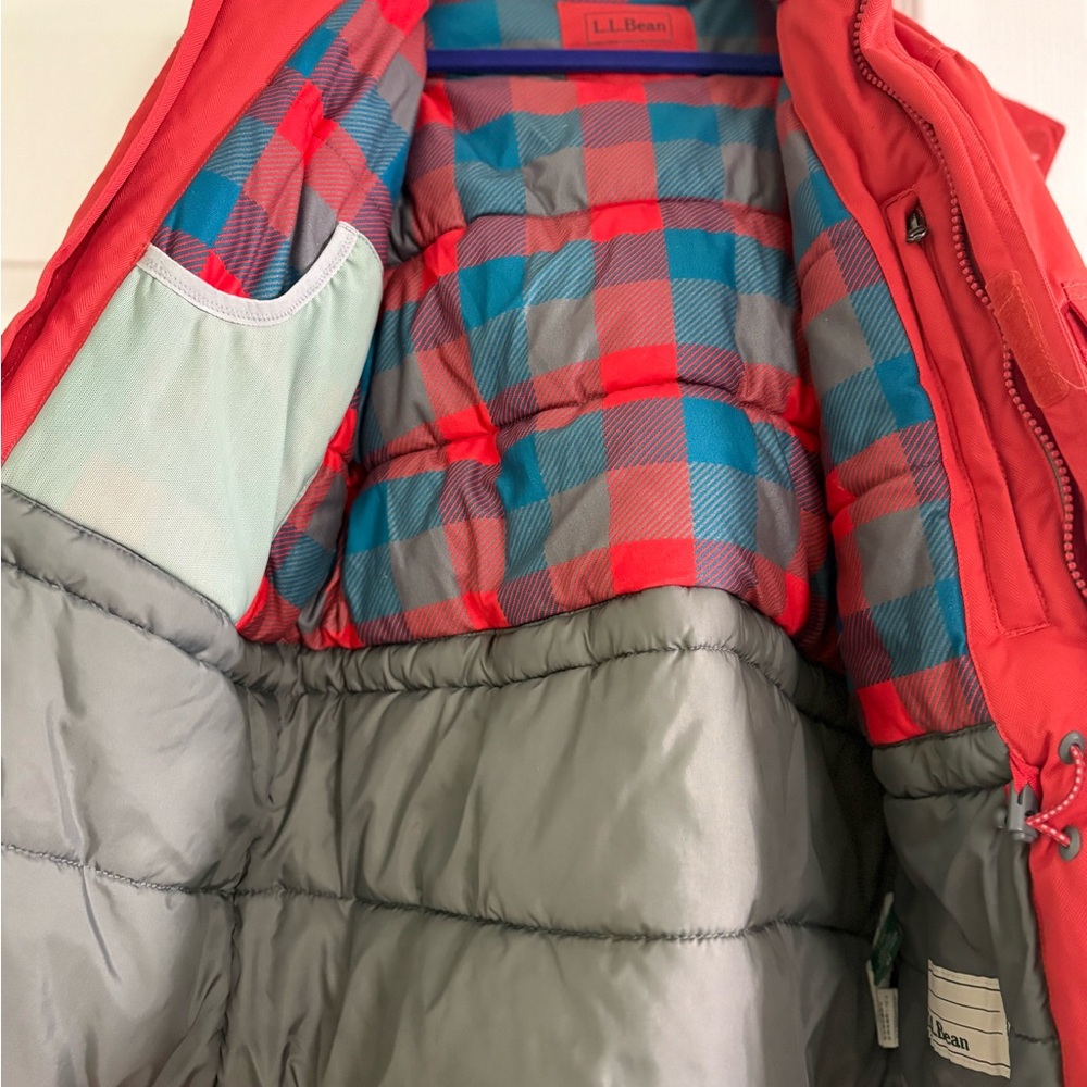 L.L. Bean Kids Jacket Red Fleece Lined Winter Coat Medium Warm Outdoor - Picture 4 of 5